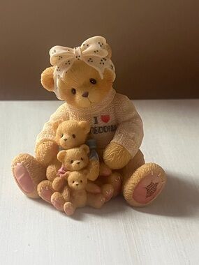 1998 Cherished Teddies Cream & Pink Bear Family Figurine